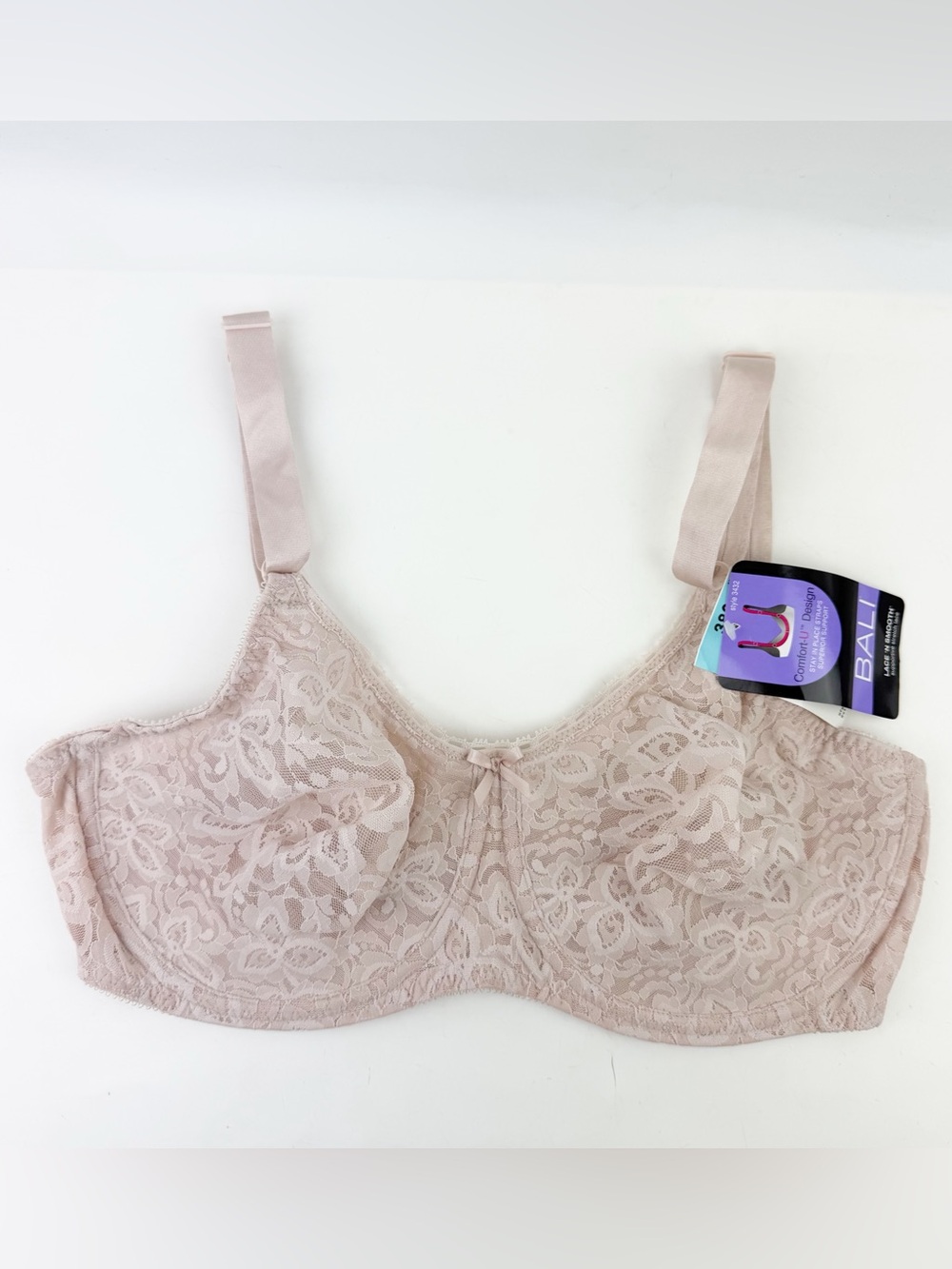 NWT Bali Lace 'N Smooth Underwire Bra 3432 Rosewood Nude Pink Full Coverage 38C